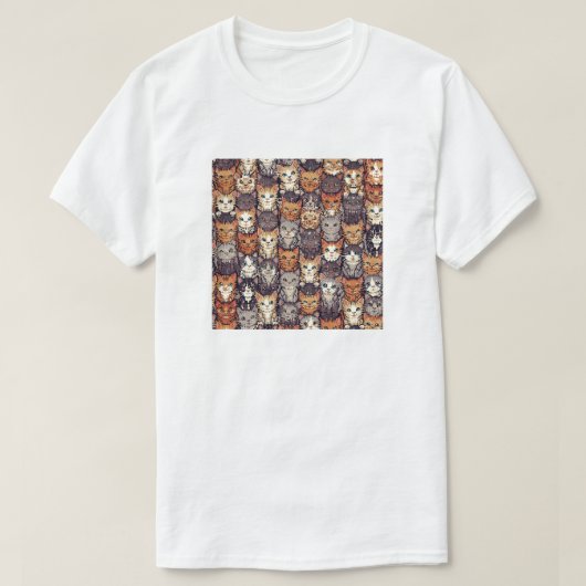 Pixelige digitale bunte Katzen T-Shirt (Design vorne)