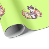 Pixelige farbenfrohe Kätzchen Geschenkpapier (Rolleneckpunkt)