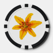 Pixelige gelbe Lilienblume Pokerchips (Vorderseite)