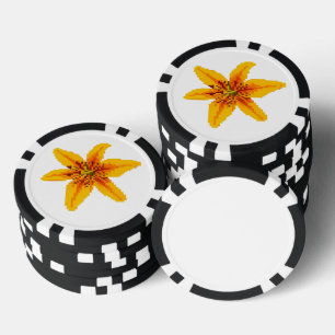 Pixelige gelbe Lilienblume Pokerchips