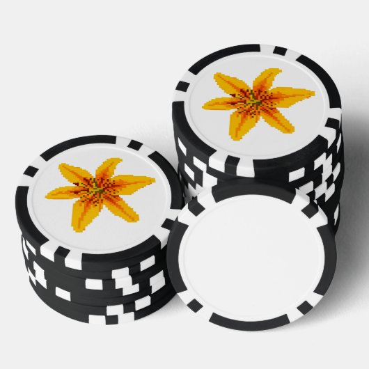 Pixelige gelbe Lilienblume Pokerchips (Stapel)