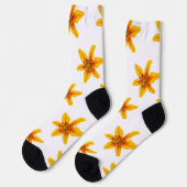 Pixelige gelbe Lilienblume Socken (Linkes Detail)