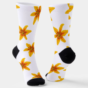Pixelige gelbe Lilienblume Socken