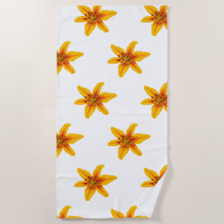 Pixelige gelbe Lilienblume Strandtuch