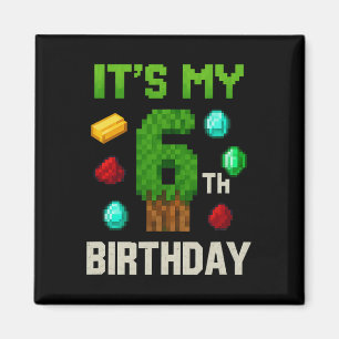 Pixelige Level 6 Geburtstags-Gamer-Kids Pixel Art  Magnet