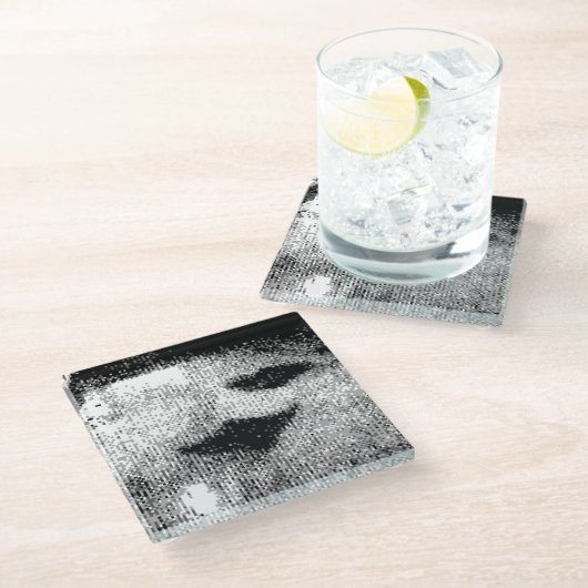 pixelige Strahlen Glasuntersetzer (Schrägansicht)