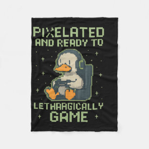 Pixeliger Enten-Gamer Retro-8-Bit-Gaming-Parodie-D Fleecedecke