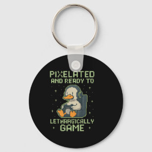 Pixeliger Enten-Gamer Retro-8-Bit-Gaming-Parodie-D Schlüsselanhänger
