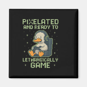 Pixeliger Gamer-Enten-Retro-8-Bit-Gaming-Parodie-D Magnet