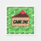 Pixeliger Gamer Grüner Pixel-Torte Stück Gefaltet  Serviette (Vorderseite)