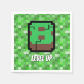 Pixeliger Gamer Grünes Gebäude Level Up 8 Serviette (Vorderseite)