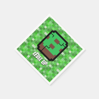 Pixeliger Gamer Grünes Gebäude Level Up 8 Serviette