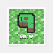 Pixeliger Gamer Grünes Gebäude Level Up 9 Serviette (Vorderseite)