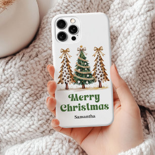Pixeliger Leopardendruck-Weihnachtsbäume individue Case-Mate iPhone Hülle