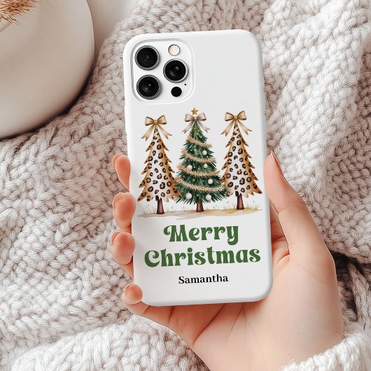 Pixeliger Leopardendruck-Weihnachtsbäume individue Case-Mate iPhone Hülle