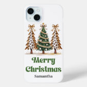 Pixeliger Leopardendruck-Weihnachtsbäume individue Case-Mate iPhone Hülle (Rückseite)