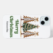 Pixeliger Leopardendruck-Weihnachtsbäume individue Case-Mate iPhone Hülle (Rückseite (Horizontal))
