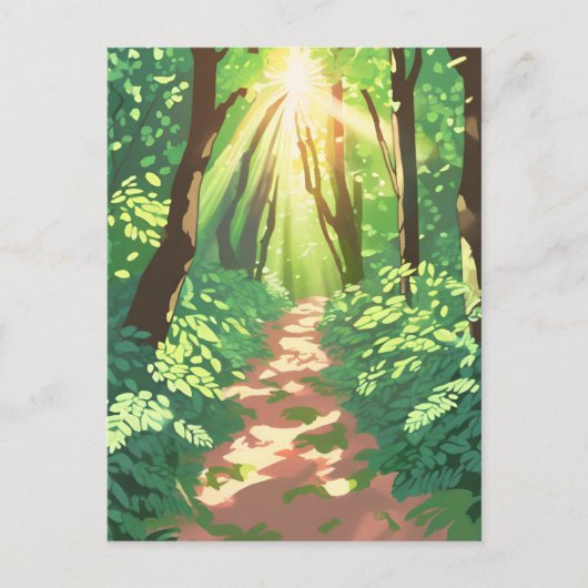 Pixeliger Waldparadies Postkarte (Vorderseite)