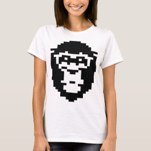 pixeliges Affen-Gesicht Design T-Shirt