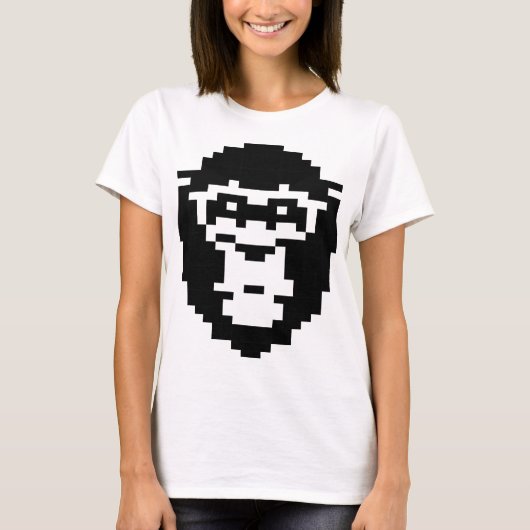 pixeliges Affen-Gesicht Design T-Shirt (Vorderseite)