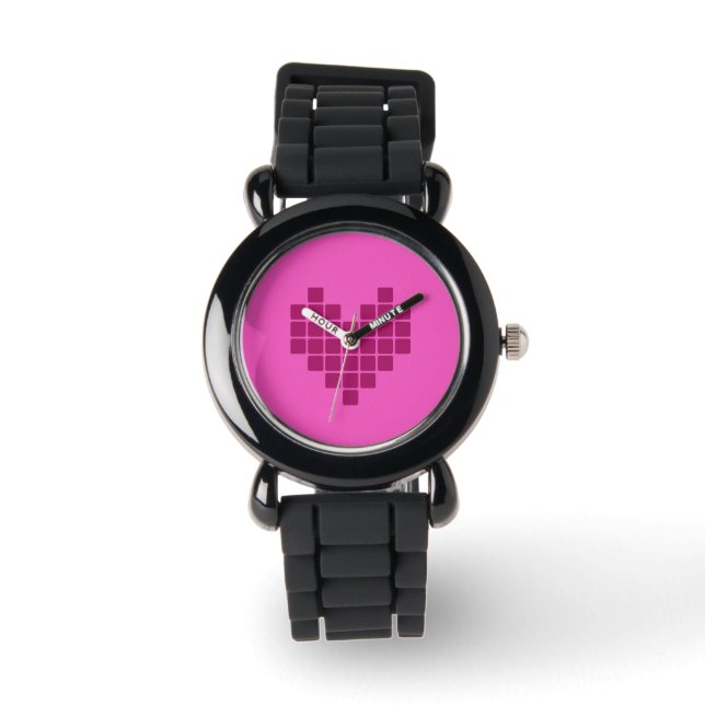Pixeliges Herz Armbanduhr (Vorderseite)