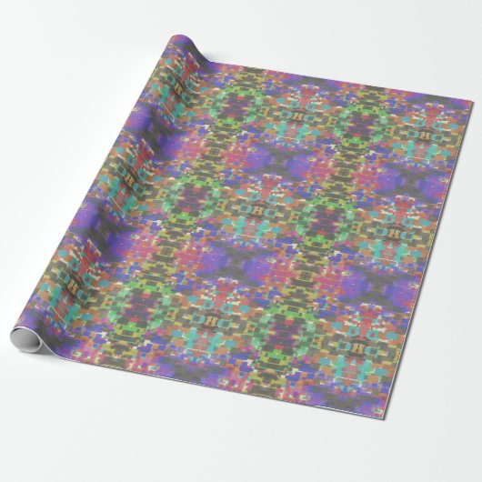 Pixeliges Muster jenseits der Farben des Regenboge Geschenkpapier (Ungerollt)