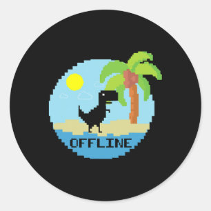 Pixelisierter Dinosaurier Urlaub Technik-Enthusias Runder Aufkleber