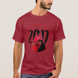 Pixelized Rooster Chinesisches Neujahr 2017 Rotes  T-Shirt
