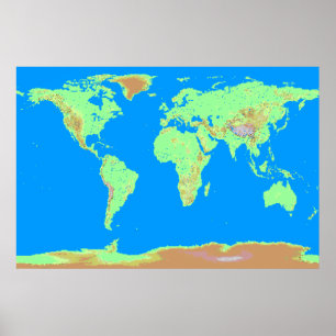 Pixelkarte der Welt Poster
