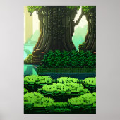 Pixelkunst, cooler Grünwald | Art der AI Poster (Vorne)