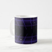 Pixelkunst des 80er Retro-Sci-Fi-Hintergrundes. Pi Kaffeetasse (Vorderseite Links)