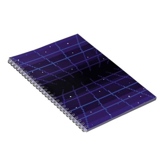 Pixelkunst des 80er Retro-Sci-Fi-Hintergrundes. Pi Notizblock (Rechte Seite)