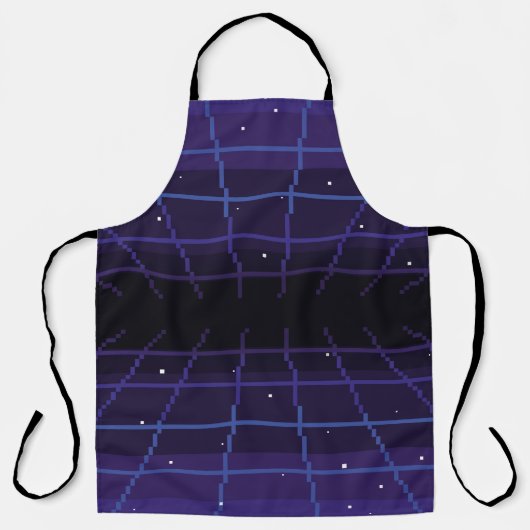 Pixelkunst des 80er Retro-Sci-Fi-Hintergrundes. Pi Schürze (Vorderseite)