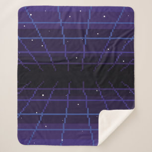 Pixelkunst des 80er Retro-Sci-Fi-Hintergrundes. Pi Sherpadecke