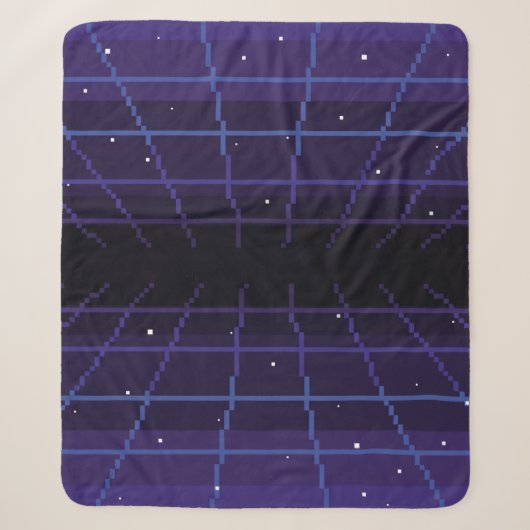 Pixelkunst des 80er Retro-Sci-Fi-Hintergrundes. Pi Sherpadecke (Vorderseite)