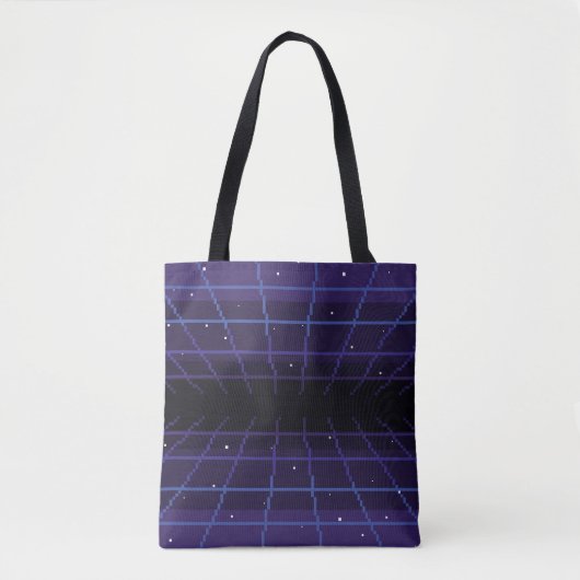 Pixelkunst des 80er Retro-Sci-Fi-Hintergrundes. Pi Tasche (Vorderseite)
