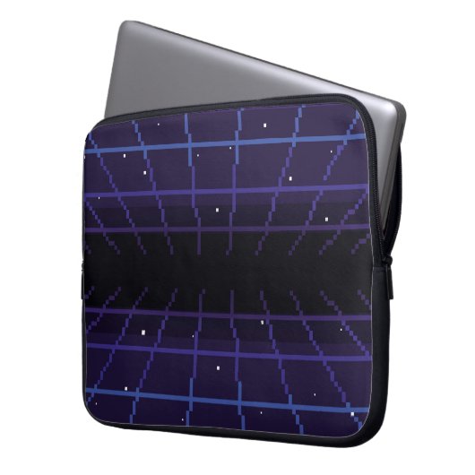 Pixelkunst des 80er Retro-Sci-Fi-Hintergrunds. Pix Laptopschutzhülle (Vorderseite Links)