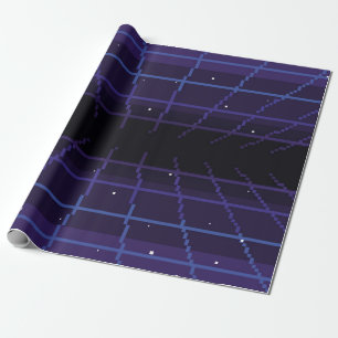 Pixelkunst eines Retro-Sci-Fi-Hintergrunds der 80e Geschenkpapier