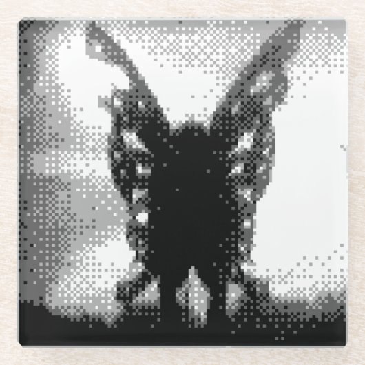 Pixelkunst-Mothman Glasuntersetzer (Vorderseite)