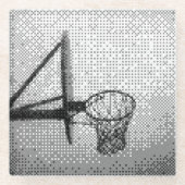 Pixelkunstbasketballfeld Glasuntersetzer (Vorderseite)