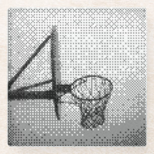 Pixelkunstbasketballfeld Glasuntersetzer