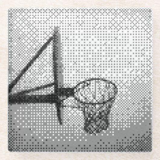 Pixelkunstbasketballfeld Glasuntersetzer (Vorderseite)