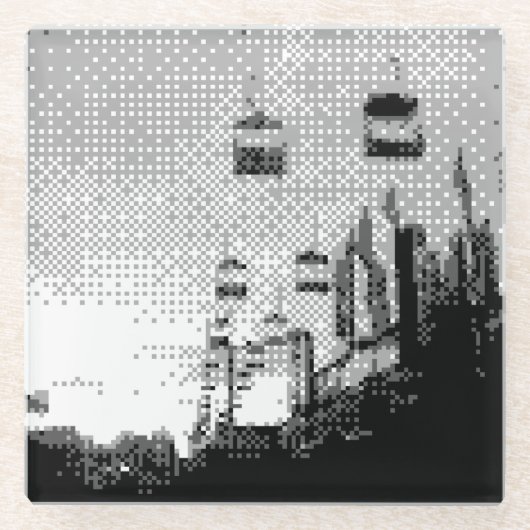 Pixelkunstvergnügungspark Glasuntersetzer (Vorderseite)