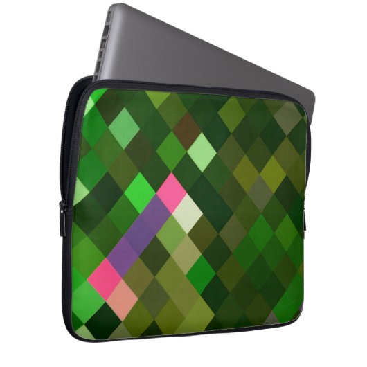 Pixelmuster - Grün Laptopschutzhülle (Vorne Rechts)