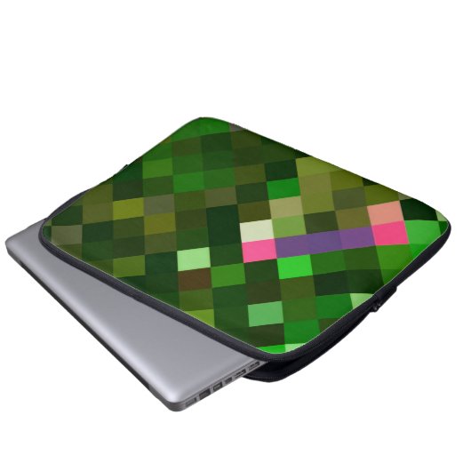 Pixelmuster - Grün Laptopschutzhülle (Vorne Knopf)
