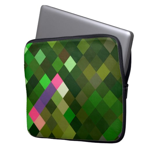 Pixelmuster - Grün Laptopschutzhülle (Vorderseite Links)