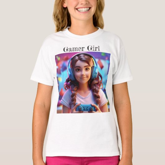 PixelPop: Gaming Chic für Mädchen T-Shirt (Vorderseite)