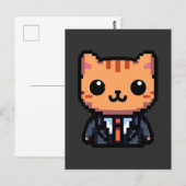 Pixelreinigungskatze Postkarte (Vorne/Hinten)