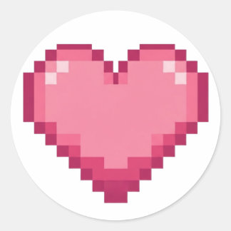 Pixelrosa Herzdesign Runder Aufkleber