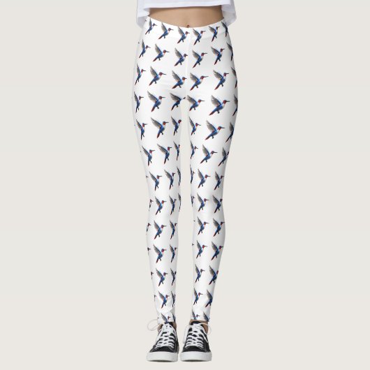 Pixels Blue Hummingbird Leggings (Vorderseite)